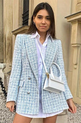 Tweed Blazer Vintage Zweireihiger Mantel